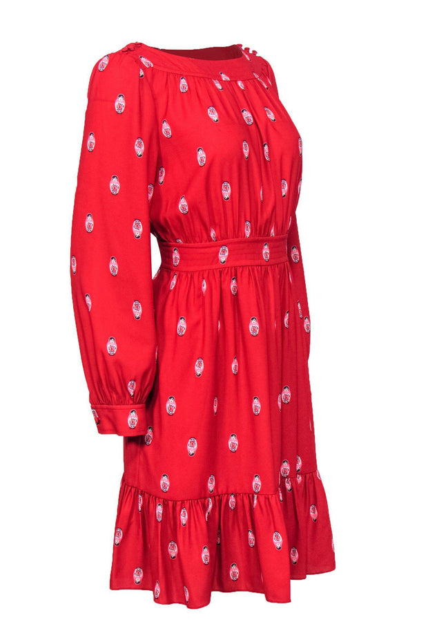 Current Boutique-Kate Spade - Red Russian Doll Printed Peasant Dress Sz 10