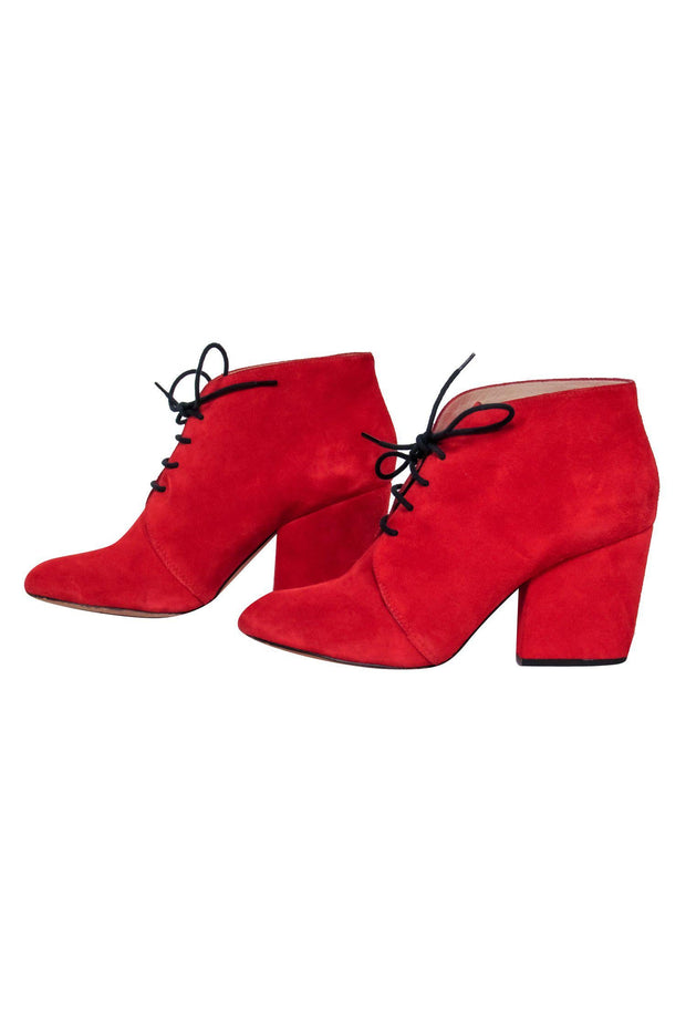Current Boutique-Kate Spade - Red Suede Lace-Up “Roger” Ankle Booties Sz 7.5
