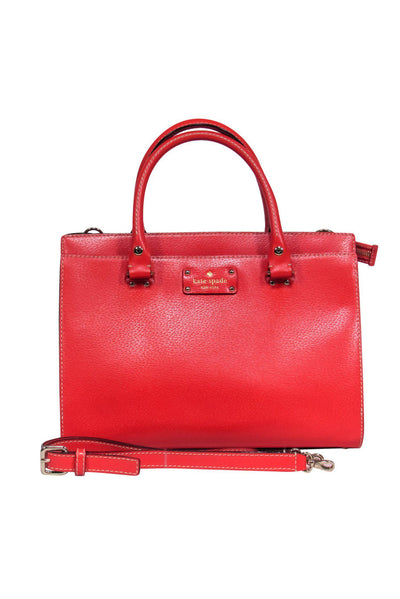 Current Boutique-Kate Spade - Red Textured Leather Convertible Structured Satchel