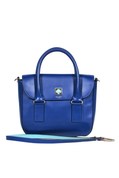 Current Boutique-Kate Spade - Royal Blue Leather Structured Satchel w/ Turquoise Trim