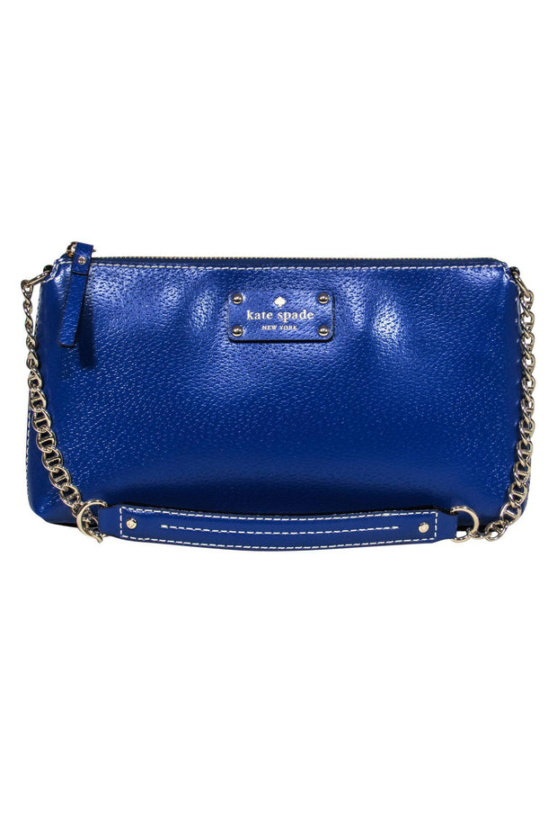 Kate Spade - Royal Blue Smooth Leather Baguette Bag w/ Chain Strap