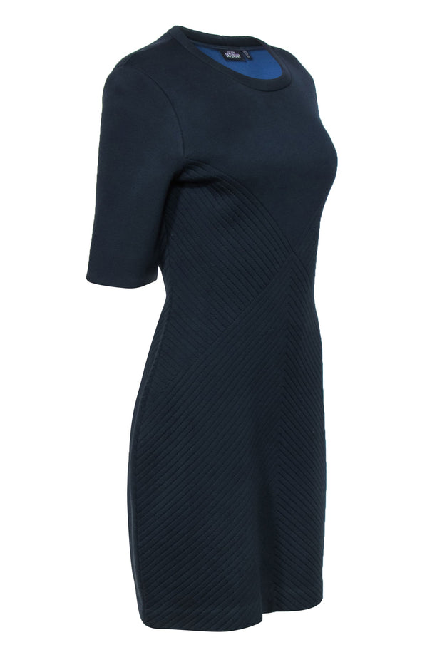 Current Boutique-Kate Spade Saturday - Navy Textured Short Sleeve Sheath Dress Sz L