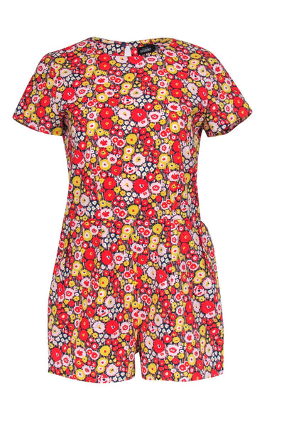 Current Boutique-Kate Spade Saturday - Red & Yellow Floral Print Cotton Romper Sz S