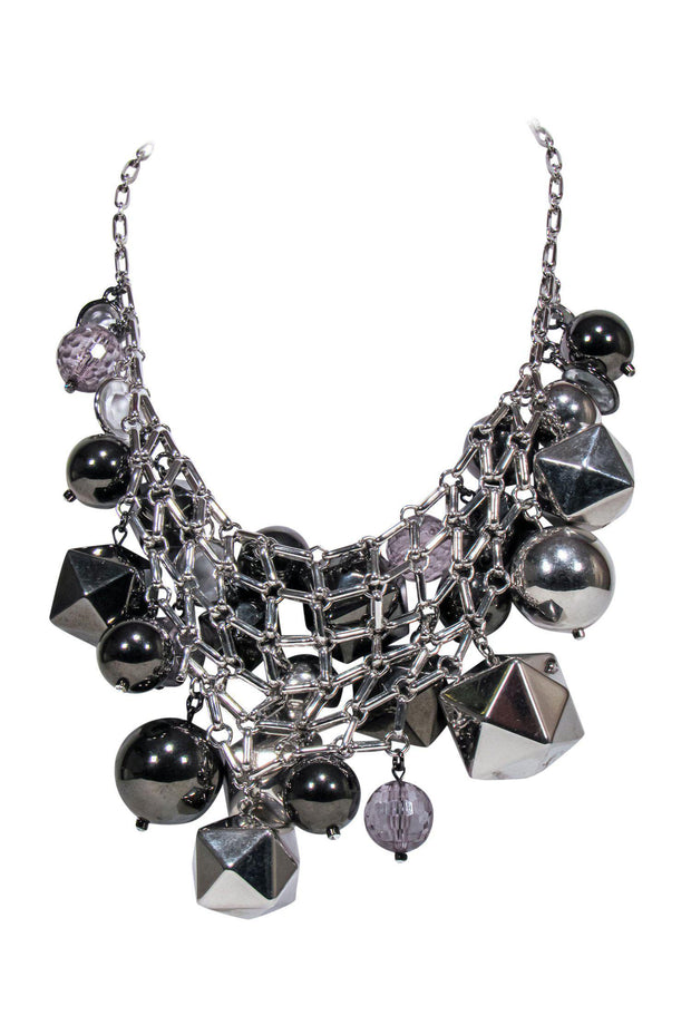 Current Boutique-Kate Spade - Silver Chunky Bauble Statement Necklace