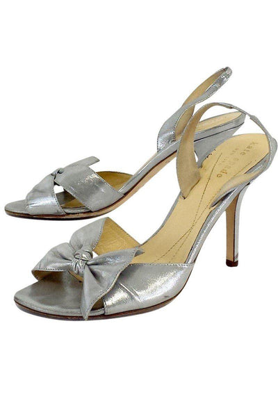 Current Boutique-Kate Spade - Silver Metallic Leather Bow Heels Sz 6.5