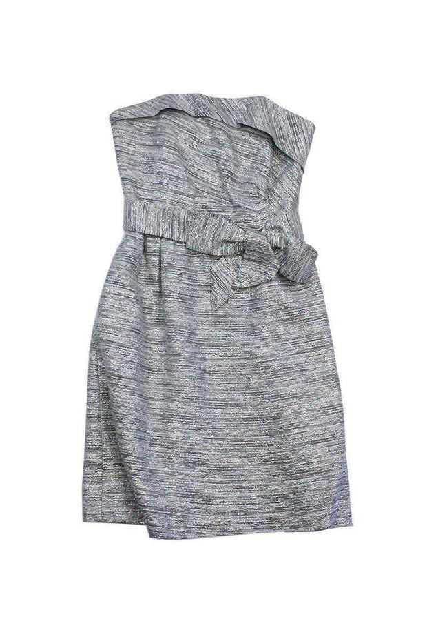 Current Boutique-Kate Spade - Silver Metallic Striped Strapless Dress Sz 6