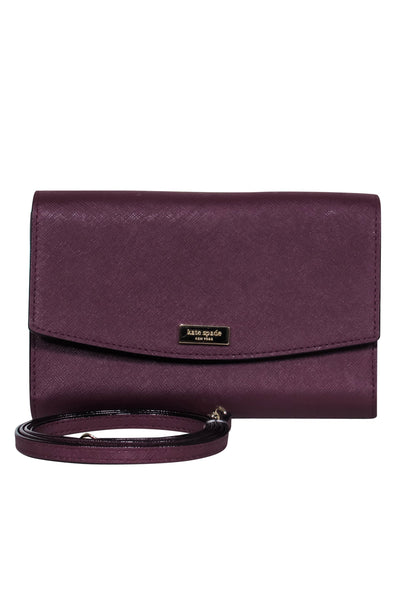 Current Boutique-Kate Spade - Small Deep Purple Wallet-Style Fold-Over Crossbody