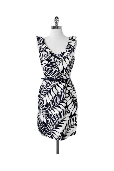 Current Boutique-Kate Spade - Stella Leaf Print Silk Belted Dress Sz 4