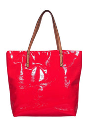 Current Boutique-Kate Spade - Strawberry Pink Patent Leather Tote w/ Tan Straps