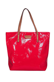 Current Boutique-Kate Spade - Strawberry Pink Patent Leather Tote w/ Tan Straps