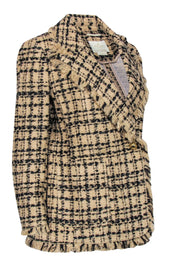 Current Boutique-Kate Spade - Tan & Black Plaid Tweed Blazer Sz 8