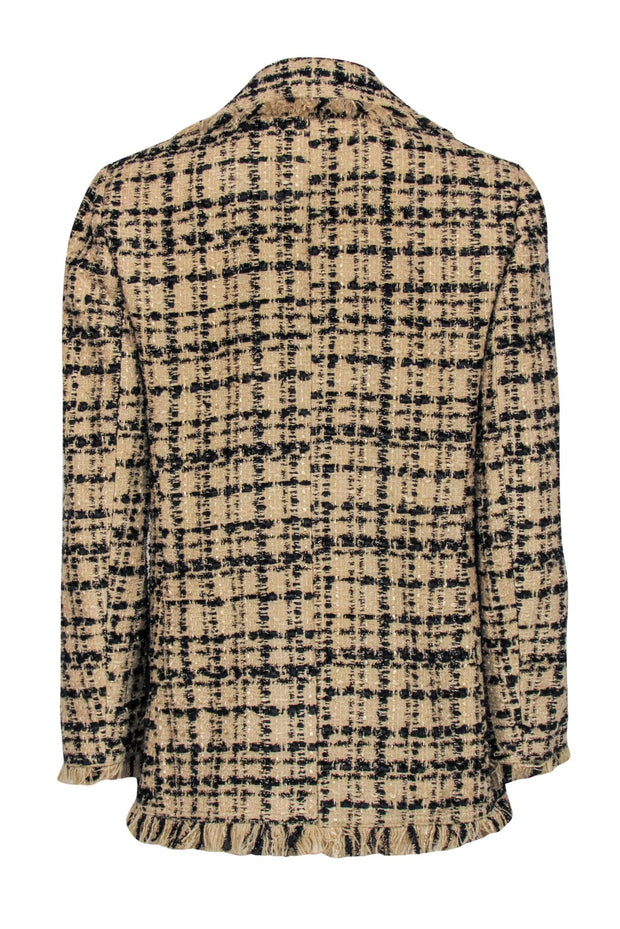 Current Boutique-Kate Spade - Tan & Black Plaid Tweed Blazer Sz 8