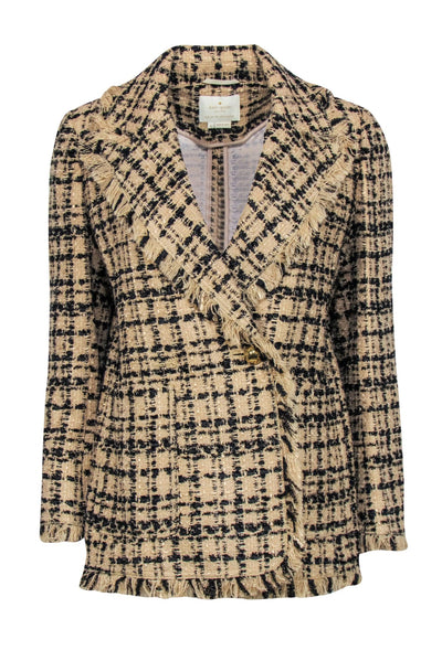 Current Boutique-Kate Spade - Tan & Black Plaid Tweed Blazer Sz 8