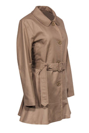 Current Boutique-Kate Spade - Tan Trench Coat w/ Flared Hem & Scalloped Pockets Sz L