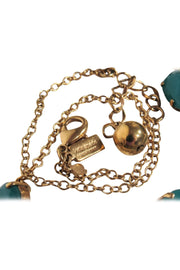 Current Boutique-Kate Spade - Teal & Gold Faux Gem Statement Necklace