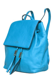 Current Boutique-Kate Spade - Teal Pebbled Leather Fold-Over Drawstring Backpack