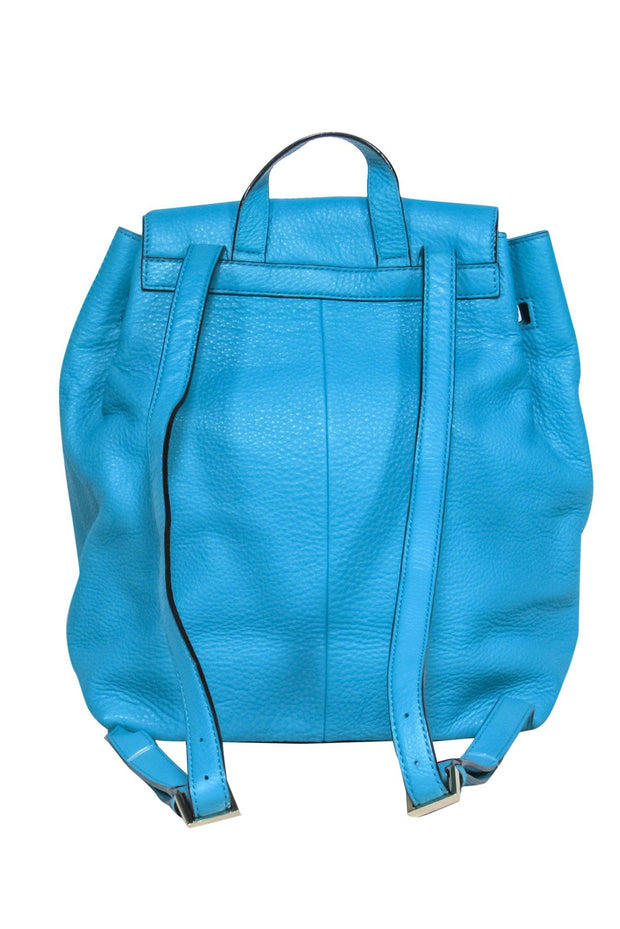 Current Boutique-Kate Spade - Teal Pebbled Leather Fold-Over Drawstring Backpack