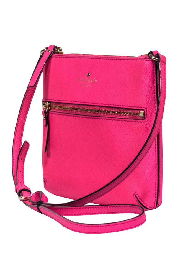Kate Spade - Textured Hot Pink Leather Crossbody – Current Boutique