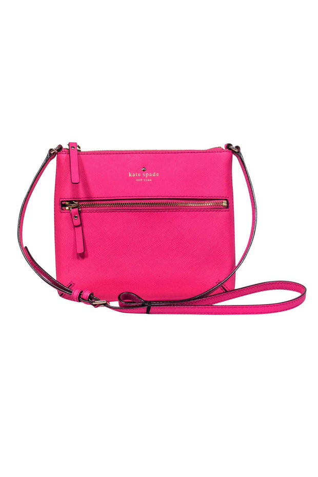 Authentic Kate Spade Black & Pink Leather Crossbody Bag, Luxury