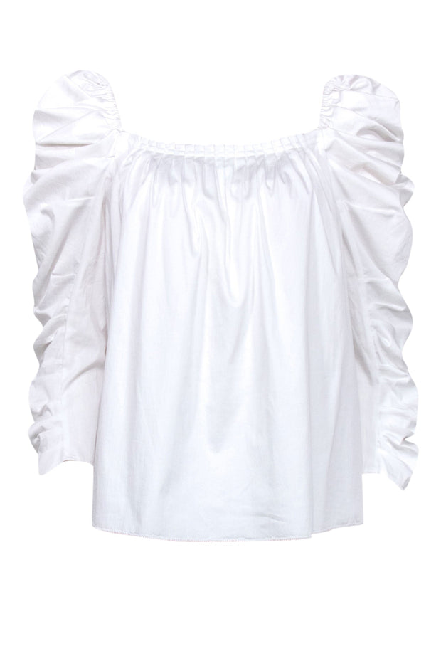 Current Boutique-Kate Spade - White Baby-doll Puff Sleeve Blouse Sz 8