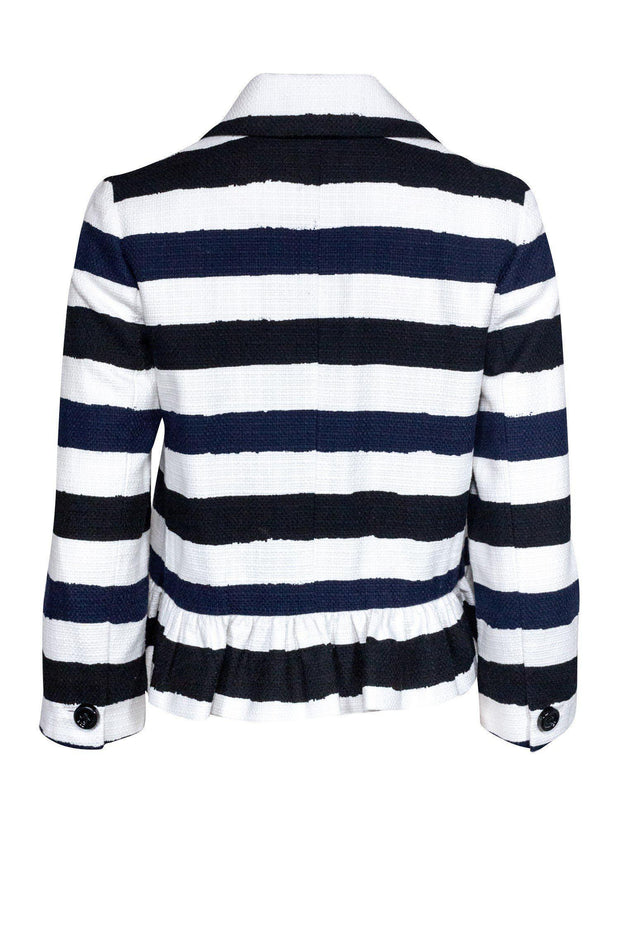 Current Boutique-Kate Spade - White, Black, & Navy Striped Cotton Blazer Sz 4