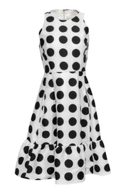 Current Boutique-Kate Spade - White & Black Polka Dot Sleeveless A-Line Dress w/ Flounce Hem Sz 6