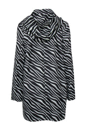 Current Boutique-Kate Spade - White & Black Zebra Print Button-Up Hooded Rain Jacket Sz M