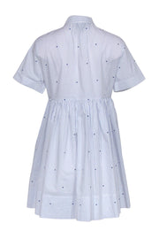 Current Boutique-Kate Spade - White & Blue Pinstriped & Heart Print Button-Up Dress Sz S