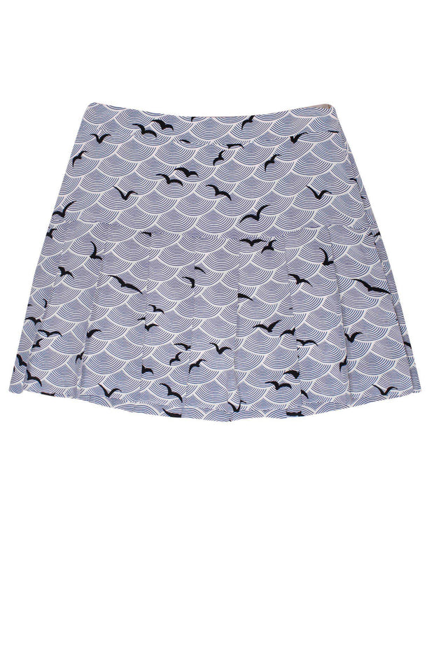 Current Boutique-Kate Spade - White & Blue Scalloped Print Skirt Sz 8
