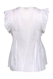 Current Boutique-Kate Spade - White Cotton Ruffle Top w/ Bright Embroidery Sz XS