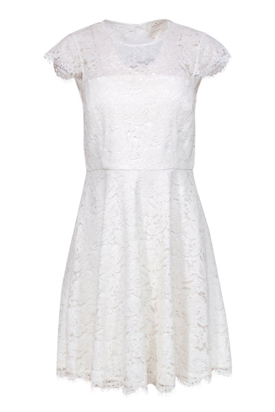 Current Boutique-Kate Spade - White Floral Lace Cap Sleeve Fit & Flare Dress w/ Cutout Sz 8