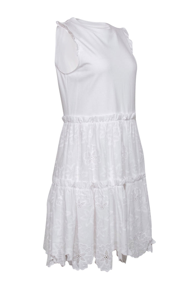 Current Boutique-Kate Spade - White "Freshwhite" Cotton Tiered Sundress Sz M