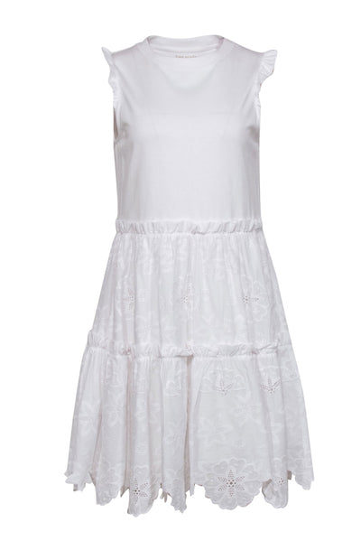 Current Boutique-Kate Spade - White "Freshwhite" Cotton Tiered Sundress Sz M