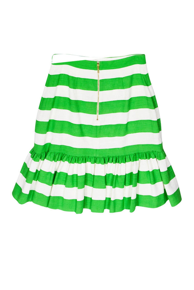 Current Boutique-Kate Spade - White & Green Striped Skirt w/ Pleated Hem Sz 8