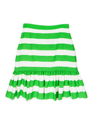 Current Boutique-Kate Spade - White & Green Striped Skirt w/ Pleated Hem Sz 8