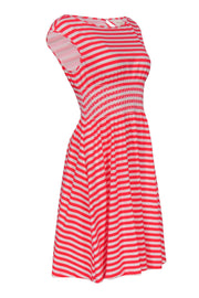 Current Boutique-Kate Spade - White & Hot Pink Striped Sleeveless Fit & Flare Dress Sz S