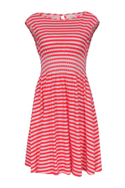 Current Boutique-Kate Spade - White & Hot Pink Striped Sleeveless Fit & Flare Dress Sz S