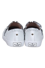 Current Boutique-Kate Spade - White Leather "Louise" Slip-On Sneakers w/ Floral Beading Sz 7.5