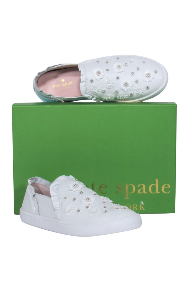 Kate Spade New York Lift Sneakers White Green Pink Gold Multi Tweed Sz 7.5B
