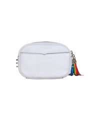 Current Boutique-Kate Spade – White Leather Rainbow Logo Crossbody Camera Bag