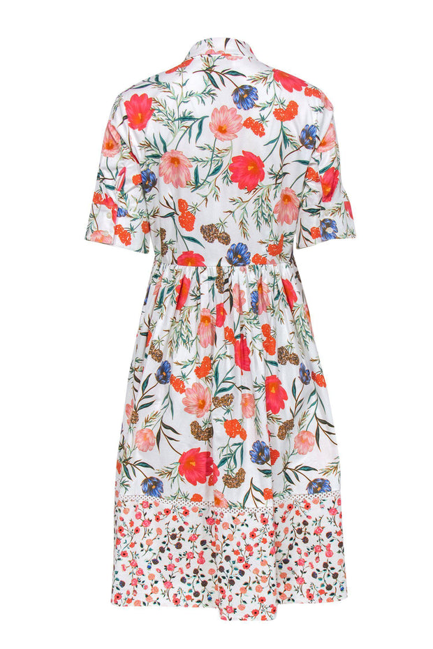 Current Boutique-Kate Spade - White & Multicolor Floral Button-Up Fit & Flare Dress Sz 6