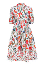 Current Boutique-Kate Spade - White & Multicolor Floral Button-Up Fit & Flare Dress Sz 6