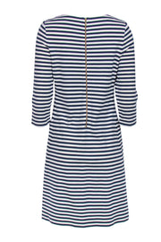 Current Boutique-Kate Spade - White & Navy Striped Quarter Sleeve "Ellis" Shift Dress Sz 6