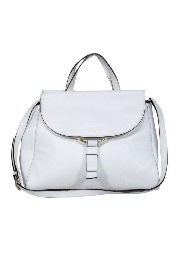 Current Boutique-Kate Spade - White Pebbled Leather Convertible Structured Satchel