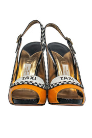 Current Boutique-Kate Spade - Yellow, Black & White Taxi-Style Peep Toe Pumps Sz 9.5