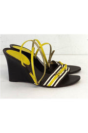 Current Boutique-Kate Spade - Yellow & Brown Strappy Wedges Sz 7.5