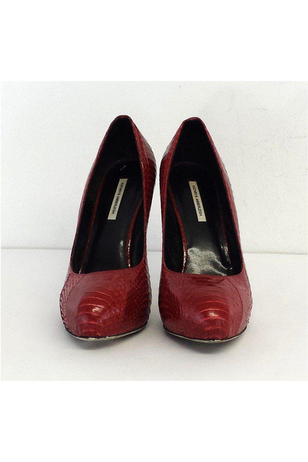 Current Boutique-Kathryn Amberleigh - Red Snakeskin Heels Sz 10