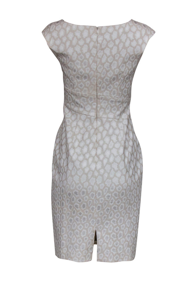 Current Boutique-Kay Unger - Beige & Ivory Leopard Print Sheath Dress w/ Cutout Sz 2