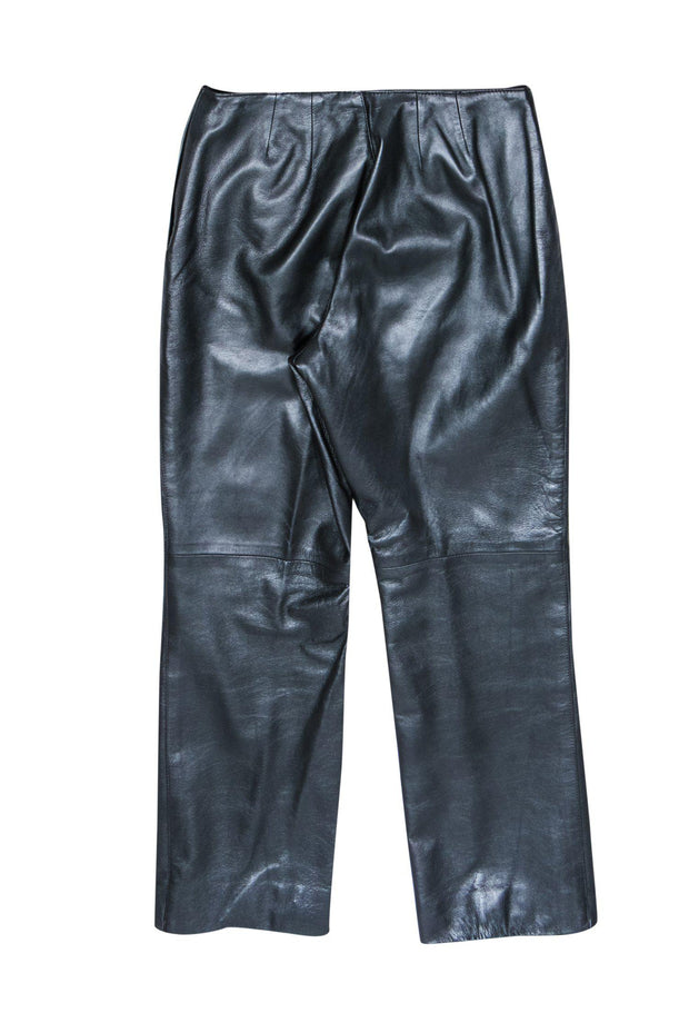 Current Boutique-Kay Unger - Black Leather Wide Leg Pants Sz 6