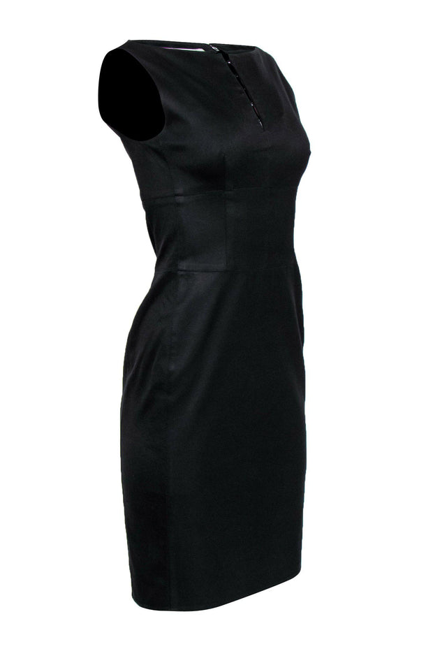 Current Boutique-Kay Unger - Black Notch Neckline Sheath Dress Sz 2